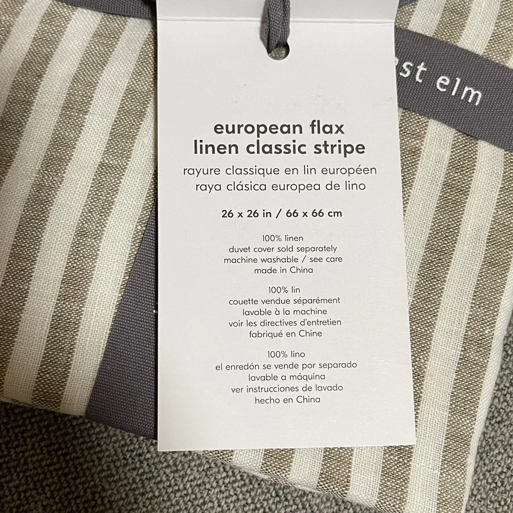 West Elm European Flax Linen Classic Stripe Euro Sham